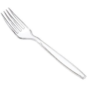 HOME SMART PLASTIC CUTLERY BOX CLEAR FORKS 24 PK BOX.