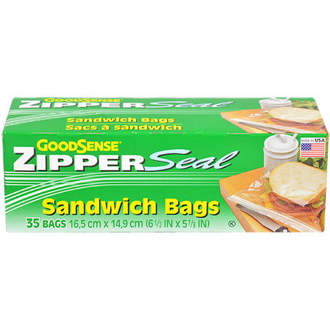 GOODSENSE ZIPPER SEAL SANDWICH BAGS 35CT. BOX