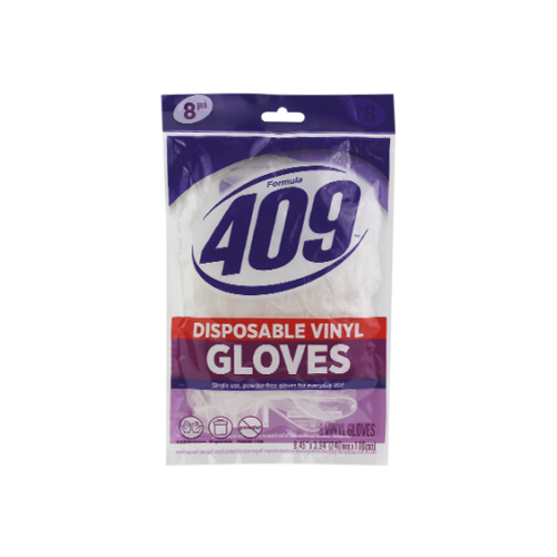409 VINYL GLOVES 8PK.