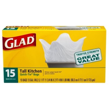 GLAD TALL KITCHEN 13GAL BAGS 15CT. BOX.