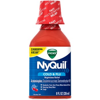 NIGHT TIME COLD & FLU CHERRY FLAVOR 8OZ BOTTLE (GENERIC NYQUIL)