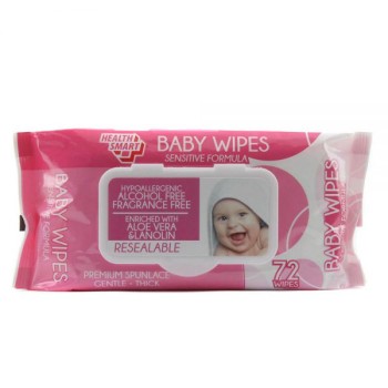HEALTH SMART BABY WIPES PINK 72CT.