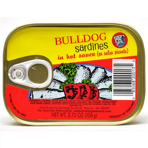 SARDINES BULLDOG IN HOT SAUCE 3.75OZ CAN