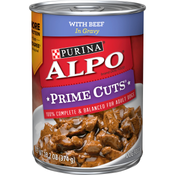 ALPO PRIME CUTS BEEF IN GRAVY 13OZ. CAN.