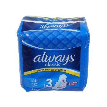 ALWAYS PADS NIGHT LARGE W/WINGS 8CT.