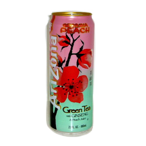 ARIZONA GREEN TEA WITH GINSENG & GEORGIA&PEACH  24/23OZ. CANS (P.P.$0.99)