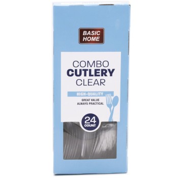 BASIC HOME PLASTIC CUTLERY ASST. CLEAR 24CT. BOX