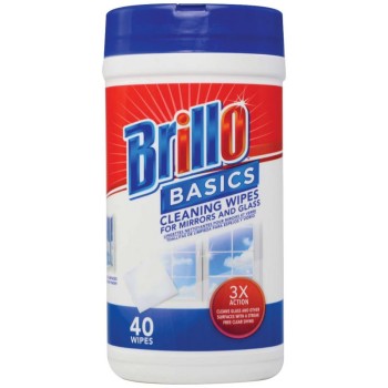 BRILLO WIPES GLASS CLEANER 40CT.