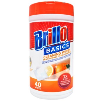 BRILLO WIPES ORANGE 40CT.