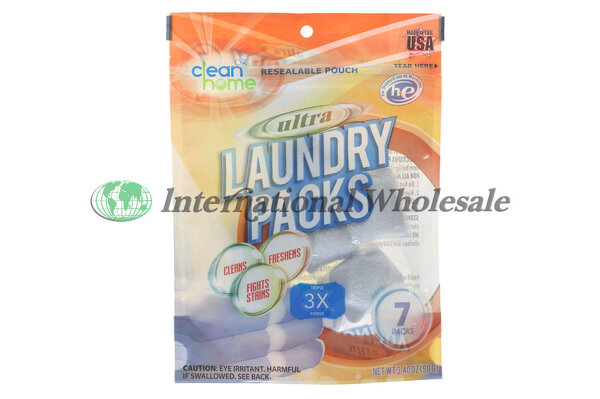 CLEAN HOME LAUNDRY POWDER PACKS 7PK.BAGS.
