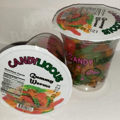 CANDY LICIOUS HALAL GUMMY WORMS 15CT BOX.