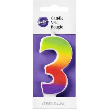 BIRTHDAY CANDLE NUMBER 3 RAINBOW 1CT.