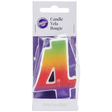 BIRTHDAY CANDLE NUMBER 4 RAINBOW 1CT.