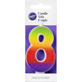 BIRTHDAY CANDLE NUMBER 8 RAINBOW 1CT.