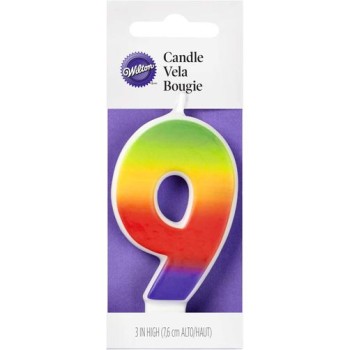 BIRTHDAY CANDLE NUMBER 9 RAINBOW 1CT.