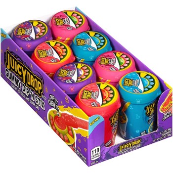 TOY CANDY JUICY DROP GUMMY DIP N STIX 8CT BOX.