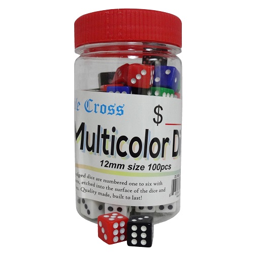 DICE MED. MULTI COLOR 100CT. JAR.