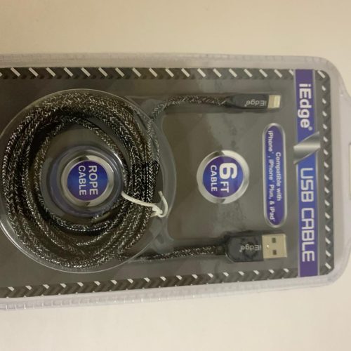 I EDGE IPHONE CABLE BRAIDED ROPE 6FT. (TZ552) 1CT.