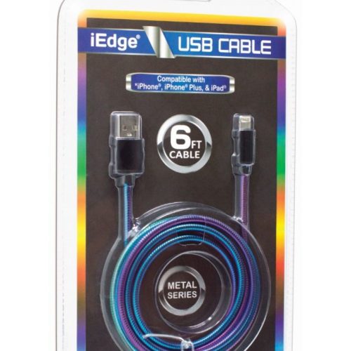 I EDGE I PHONE CABLE METAL RAINBOW 6FT. (E-744) 1CT.