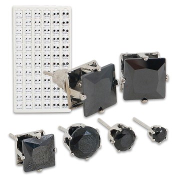 EARRING BLACK ASST. REFILL DISPLAY 72CT.