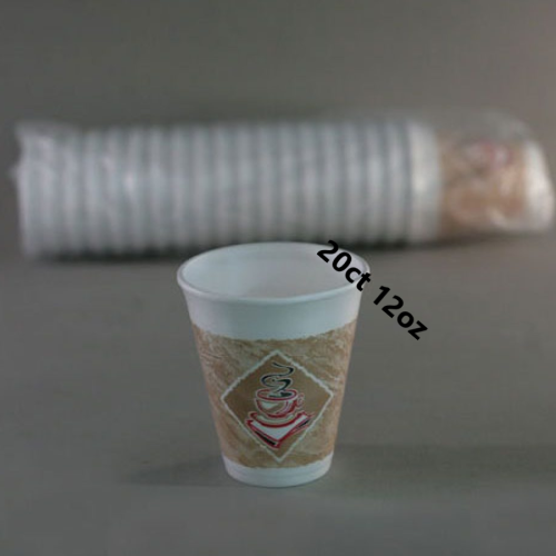 FOAM DRINK CUPS 20CT. 12OZ. CUPS