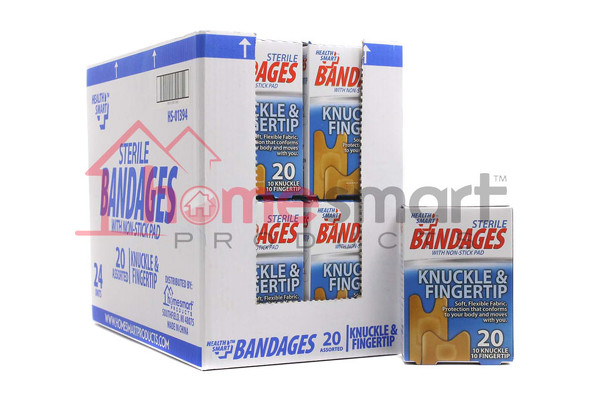 HEALTH SMART BANDAGES KNUCKLE & FINGERTP 20PK