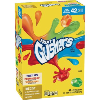 GUSHERS FRUIT SNACKS STRAW/TROPICAL 42CT. BOX