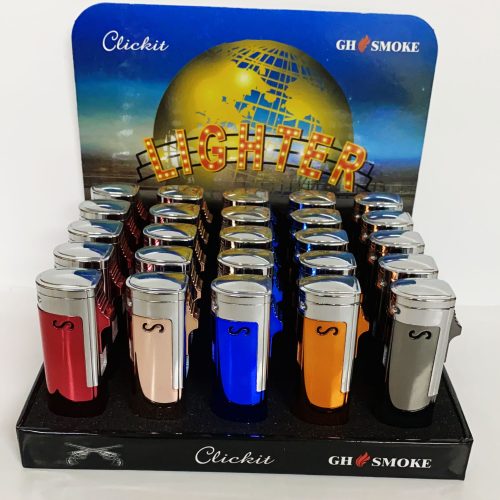 CLICKIT TRIPLE TORCH WITH FLIP COVER LIGHTER (GH-10856)  25 CT.
