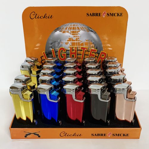 CLICKIT TRIPLE TORCH FLIP COVER LIGHTER WITH CIGAR PUNCHER (GH-10878) 25 CT.