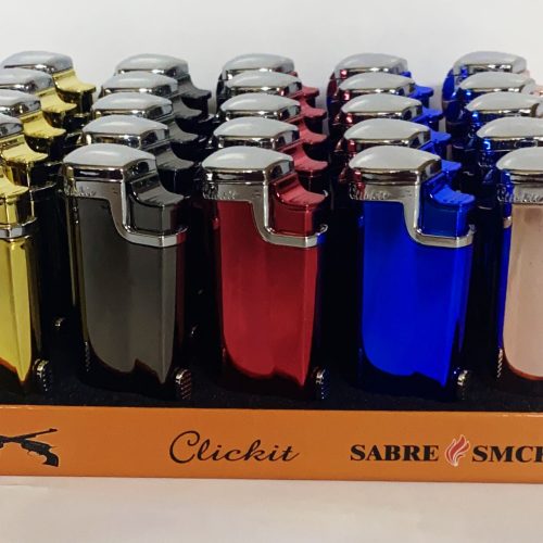 CLICKIT QUAD TORCH WITH CIGAR PUNCHER DISPLAY ASST. COLOR (GH-10879) 25CT.