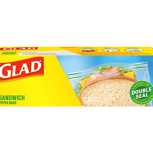 GLAD ZIPPER SANDWICH BAGS 100CT. BOX