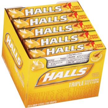 HALLS HONEY LEMON 20CT. BOX.