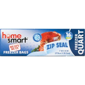 HOME SMART FREEZER BAG QUART 16CT. BOX