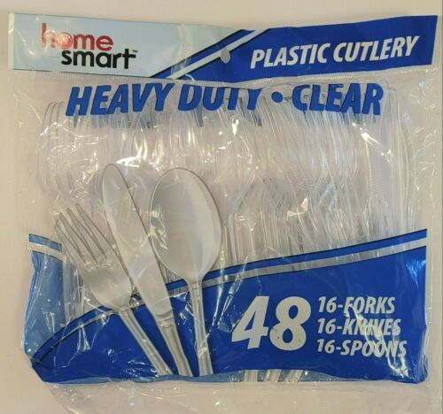 HOME SMART PLASTIC CUTLERY CLEAR COMBO 48CT. BAG