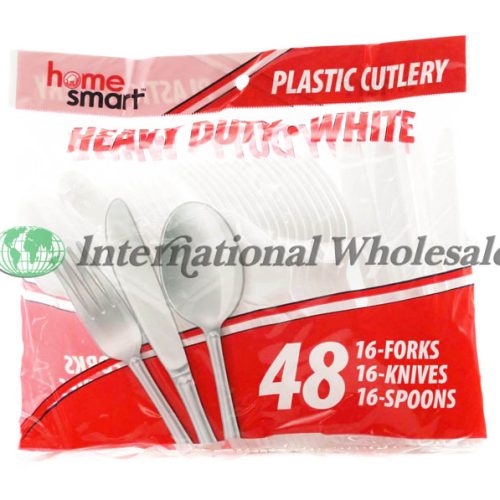 HOME SMART PLASTIC CUTLERY WHITE COMBO 48CT. BAG