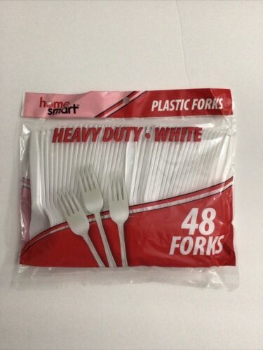 HOME SMART PLASTIC CUTLERY WHITE FORKS 48CT. BAG