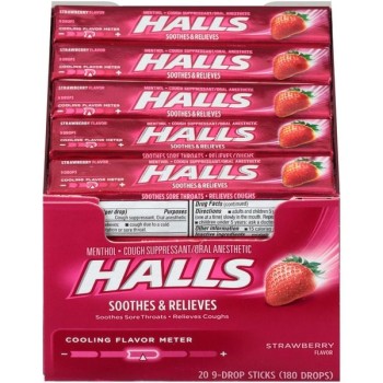 HALLS STRAWBERRY 20CT. BOX.