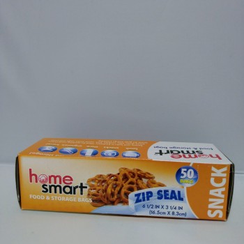HOME SMART ZIP SEAL SNACK 50CT. BOX.