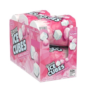 ICE BREAKERS ICE CUBES BUBBLE BREEZE GUM 4/40C. JARS