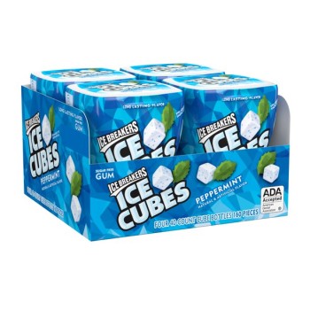 ICE BREAKERS ICE CUBES PEPPERMINT GUM 4/40C. JARS