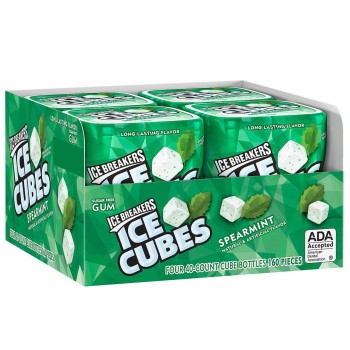 ICE BREAKERS ICE CUBES SPEARMINT GUM 4/40C. JARS