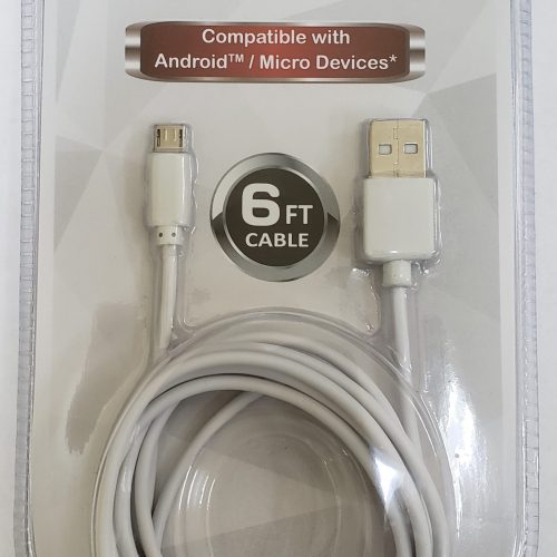 I EDGE MICRO USB CABLE 6FT. WHITE & BLACK 1CT.