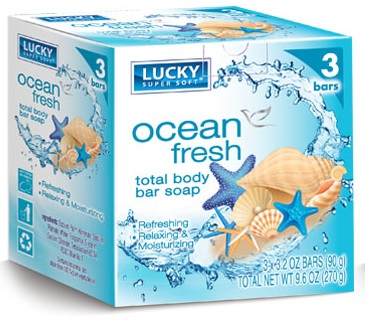 LUCKY BAR SOAPS OCEAN FRESH 3PK.