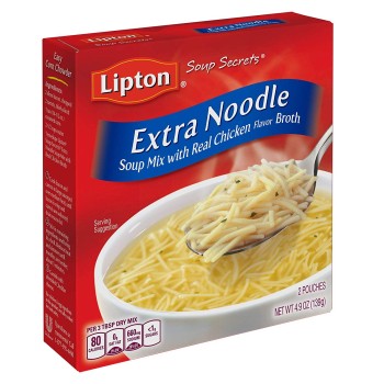 LIPTON EXTRA NOODLE SOUP MIX 2PK. 4.9OZ. BOX.