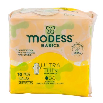 MODESS BASIC ULTA THIN PADS W/WINGS 10CT.