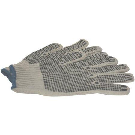 GLOVES  WHITE WITH BLACK DOTS 12PK.