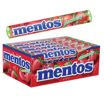 MENTOS ROLLS STRAWBERRY 15CT.BOX.