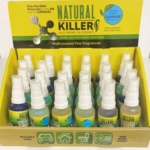 NATURAL KILLER SMOKE SPRAY ASSORTED SCENTS DISPLAY 24/1OZ.