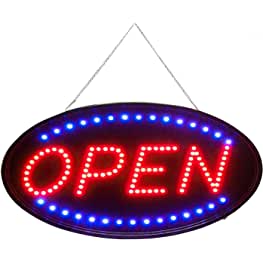 OPEN L.E.D SIGN LARGE WHITE 1CT.