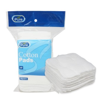 PURE COTTON PADS SQUARE 100CT